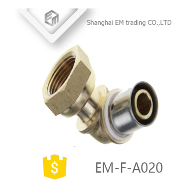 EM-F-A020 Hexagon female thread brass elbow pipe fitting compression connector